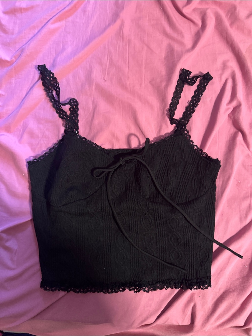 Black Lace-Trim Cami Tank Top - Women